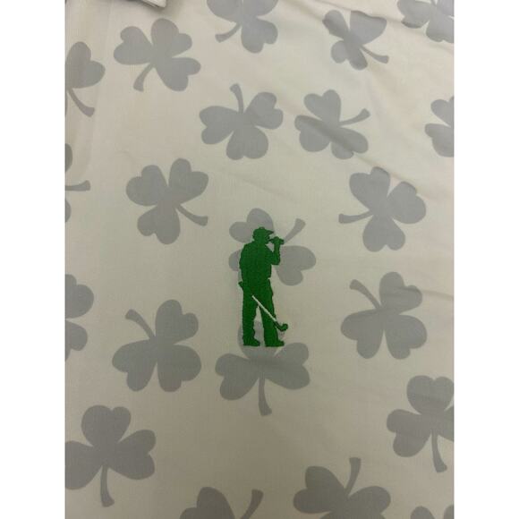 U Suck At Golf Polo Shirt Mens XL White Shamrock Leaf Clover Fighting Irish AOP - Picture 4 of 4